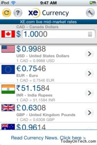 XE Currency App for iPhone