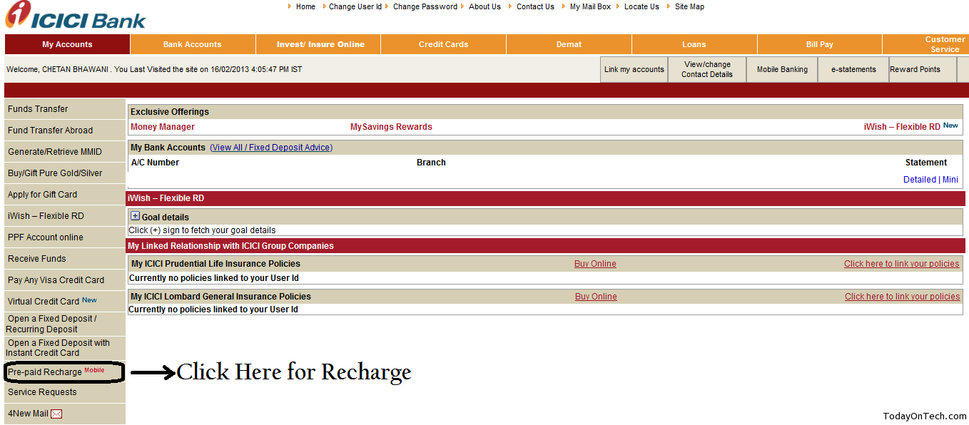 How to Recharge your Mobile using ICICI Internet Banking ...