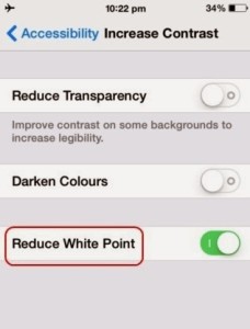 iOS 7 tips Increase Contrast, Reduce white point