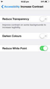 iOS 7 tips Increase Contrast, reduce white point
