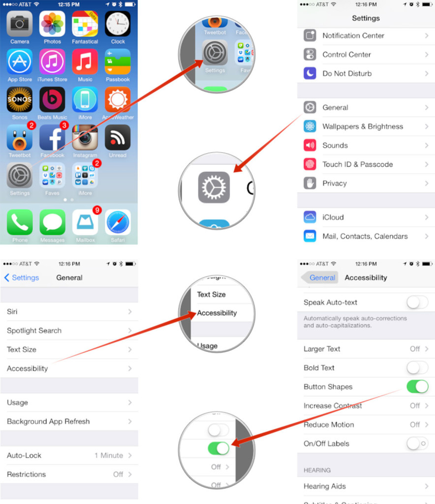 How to allow button shapes on iOS 7.1 | Gadget News