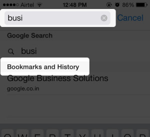 Search Safari History and Bookmarks